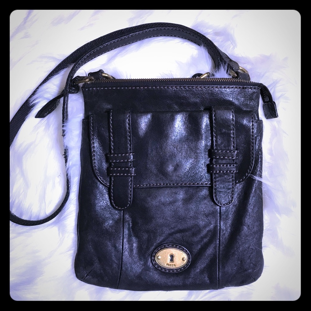Black Fossil Crossbody Bag